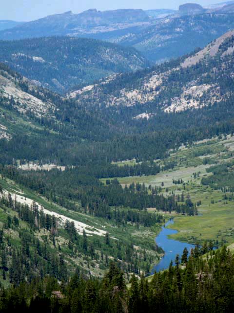 Kennedy Lake with shape of Kennedy Creek Canyon down to Summit Creek, Dardanelles beyond.